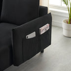 Élégant canapé en velours de 200 cm – Canapé spacieux avec garniture en métal et 3 coussins pour un espace moderne