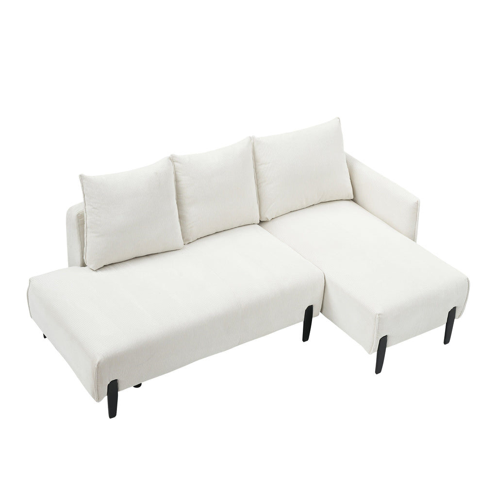 Élégant canapé en velours de 200 cm – Canapé spacieux avec garniture en métal et 3 coussins pour un espace moderne