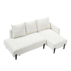 Élégant canapé en velours de 200 cm – Canapé spacieux avec garniture en métal et 3 coussins pour un espace moderne