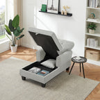 Fauteuil inclinable d'intérieur élégant en velours côtelé, fauteuil de salon rembourré, canapé-lit, banc de rangement avec garniture cloutée