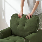 Fauteuil inclinable d'intérieur élégant en velours côtelé, fauteuil de salon rembourré, canapé-lit, banc de rangement avec garniture cloutée