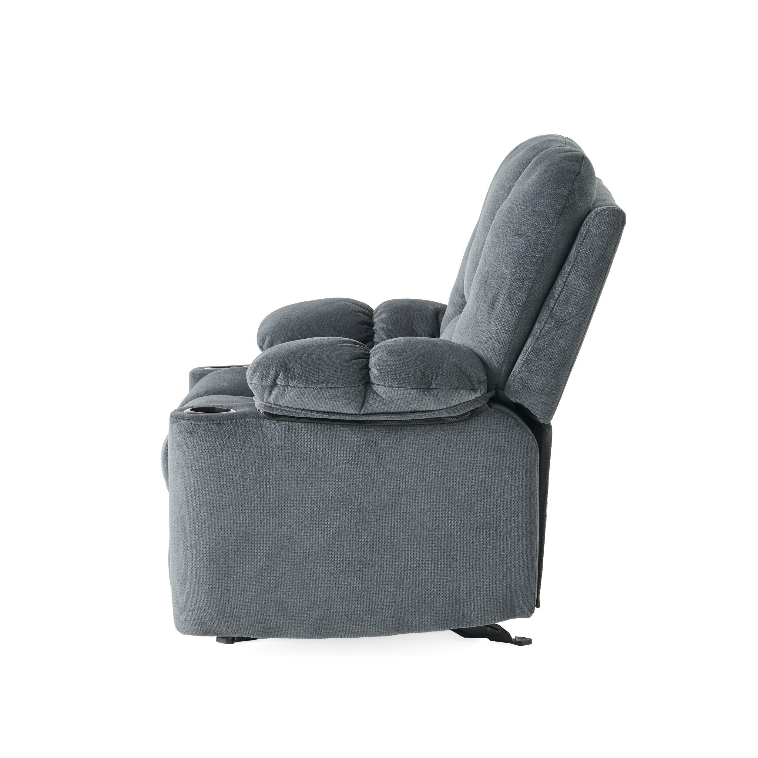 Fauteuil inclinable manuel élégant avec tissu doux pour la peau, confort moelleux et deux porte-gobelets