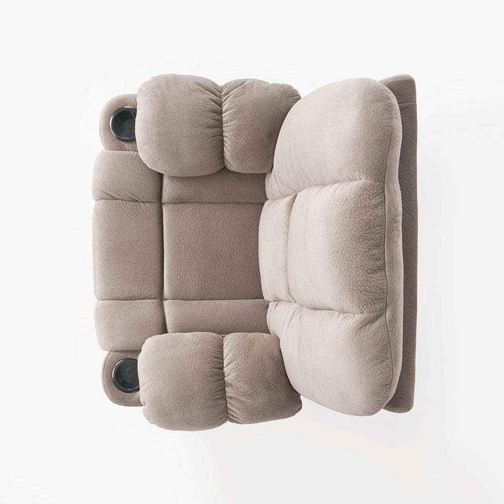 Fauteuil inclinable manuel élégant avec tissu doux pour la peau, confort moelleux et deux porte-gobelets