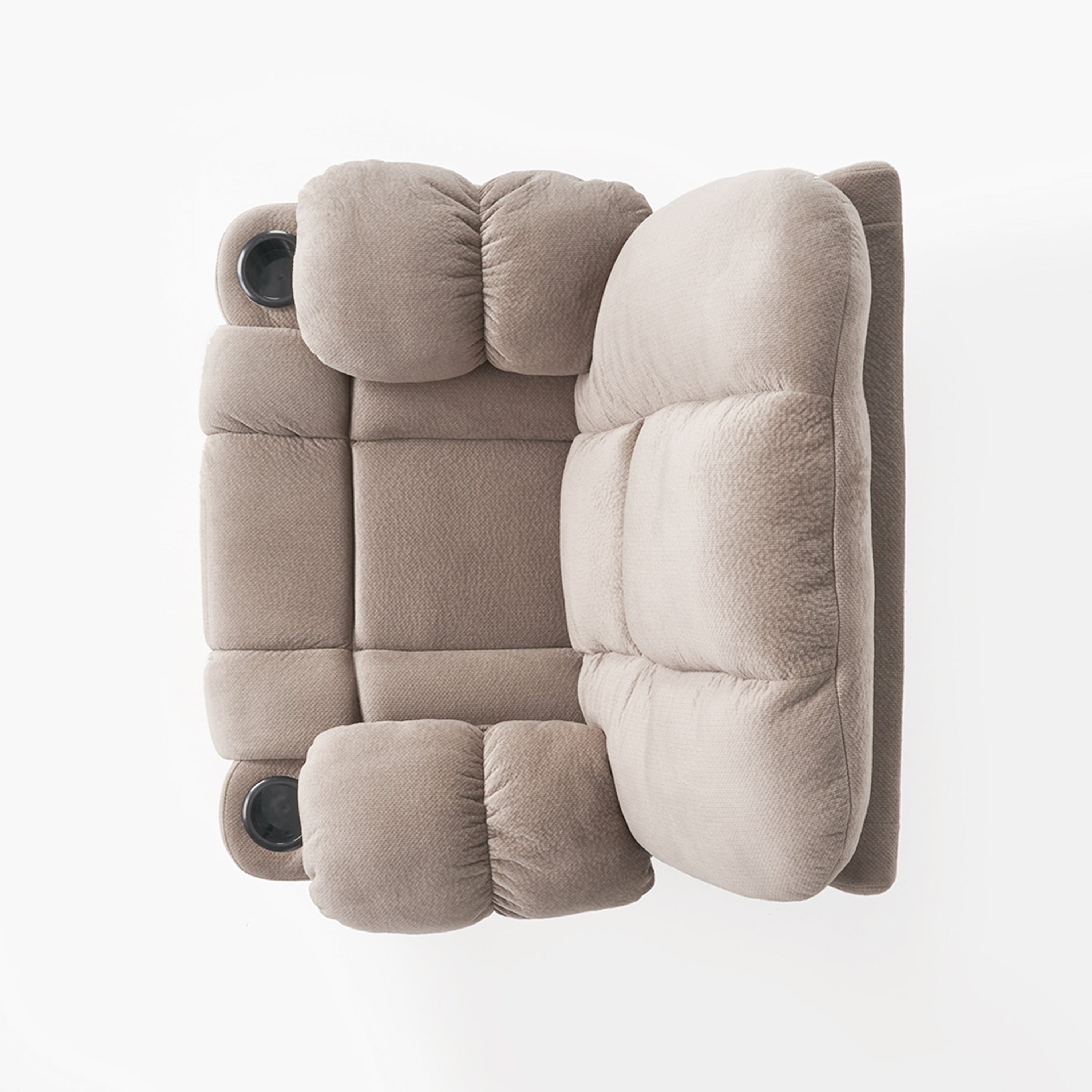 Fauteuil inclinable manuel élégant avec tissu doux pour la peau, confort moelleux et deux porte-gobelets