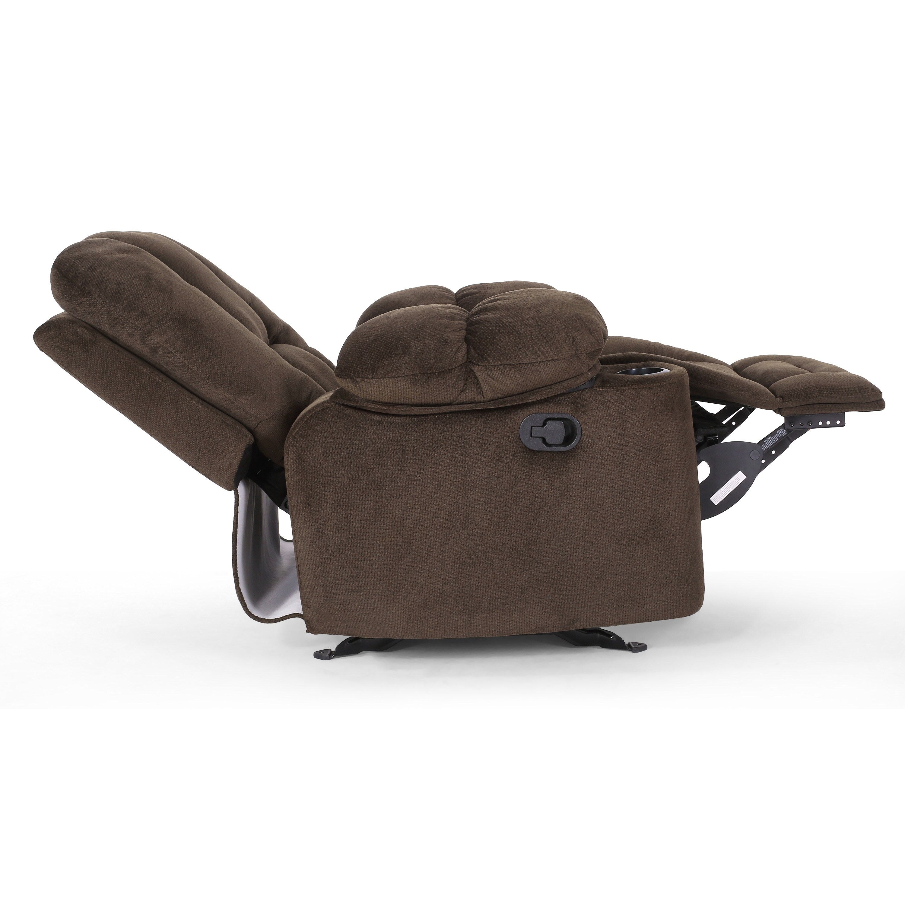 Fauteuil inclinable manuel élégant avec tissu doux pour la peau, confort moelleux et deux porte-gobelets