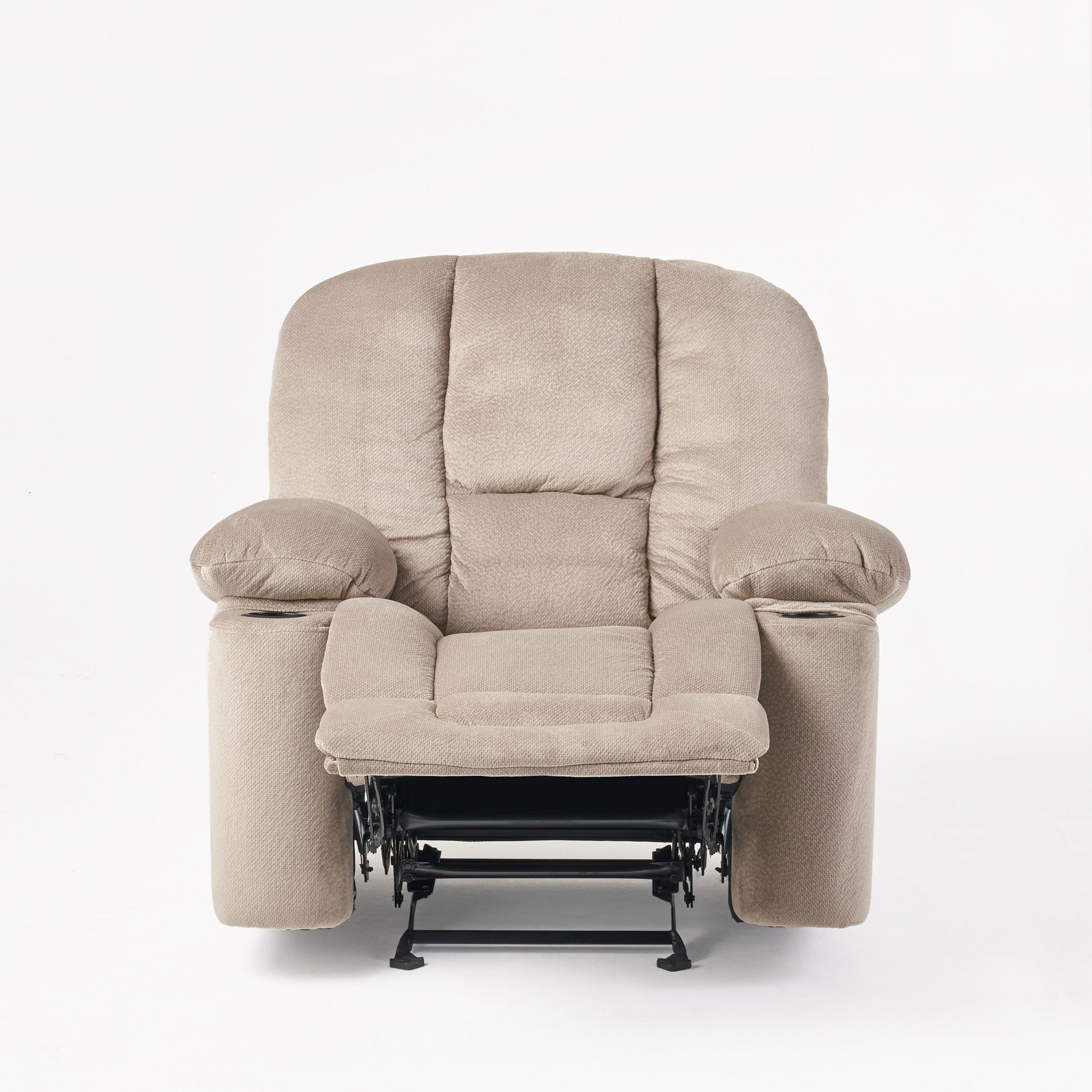 Fauteuil inclinable manuel élégant avec tissu doux pour la peau, confort moelleux et deux porte-gobelets
