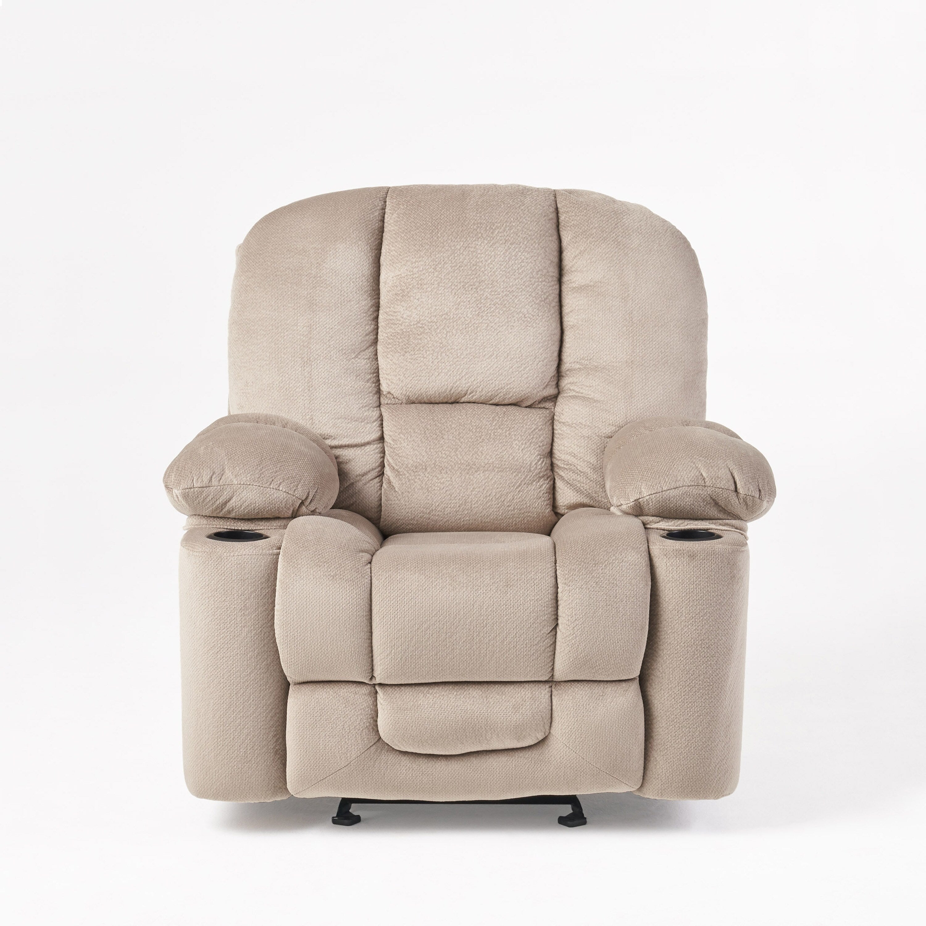Fauteuil inclinable manuel élégant avec tissu doux pour la peau, confort moelleux et deux porte-gobelets