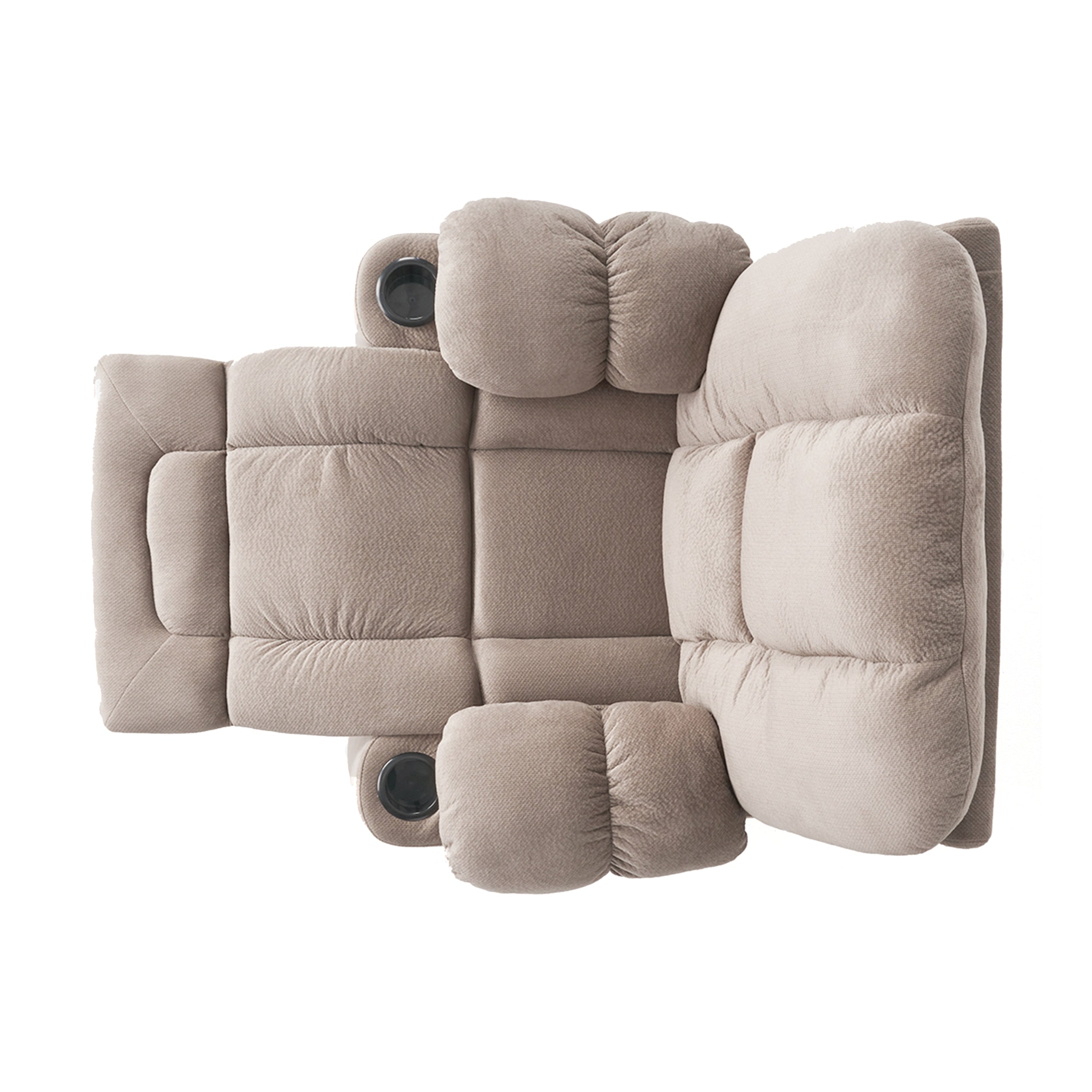 Fauteuil inclinable manuel élégant avec tissu doux pour la peau, confort moelleux et deux porte-gobelets