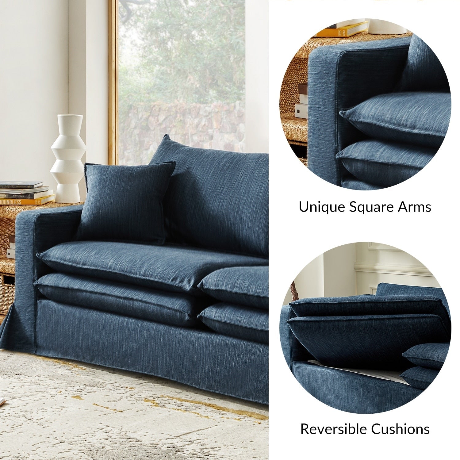 Canapé moderne Elias avec porte-gobelet et coussins réversibles par HULALA HOME