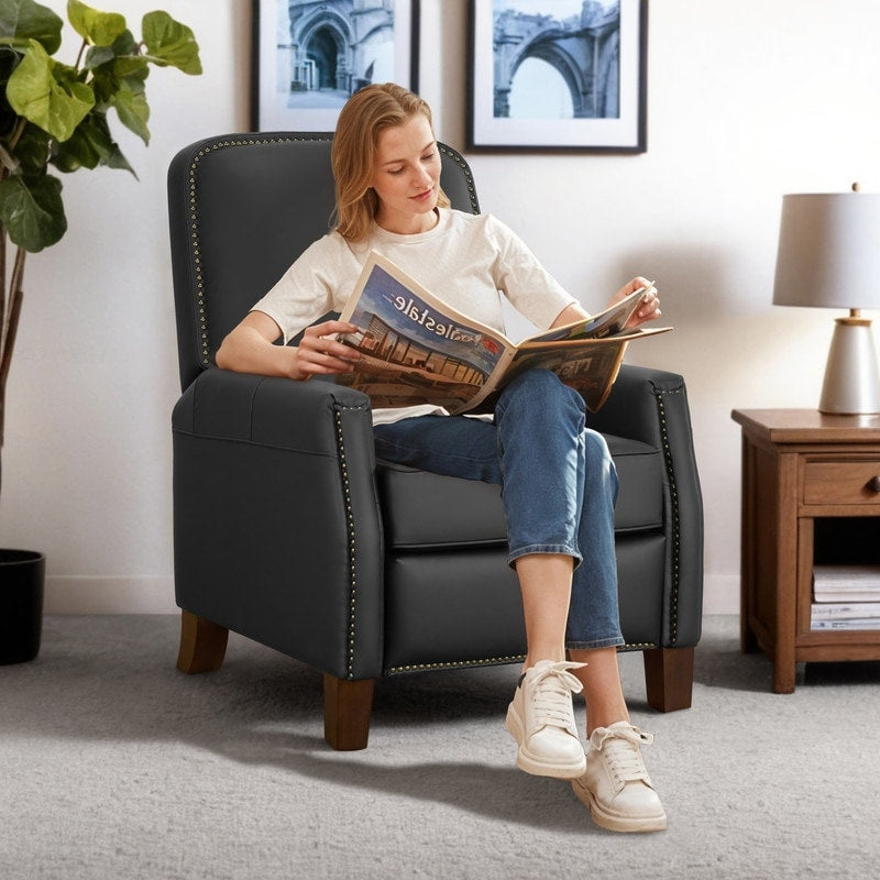 Fauteuil inclinable Elias Push Back pour adultes, fauteuil en similicuir pour salon