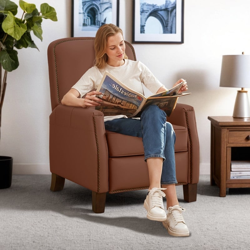 Fauteuil inclinable Elias Push Back pour adultes, fauteuil en similicuir pour salon