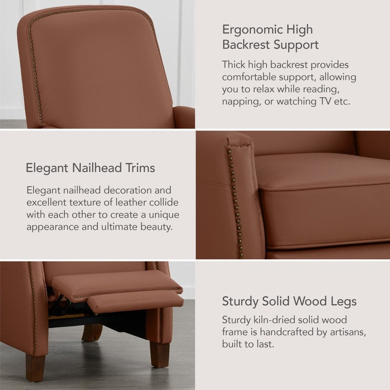 Fauteuil inclinable Elias Push Back pour adultes, fauteuil en similicuir pour salon