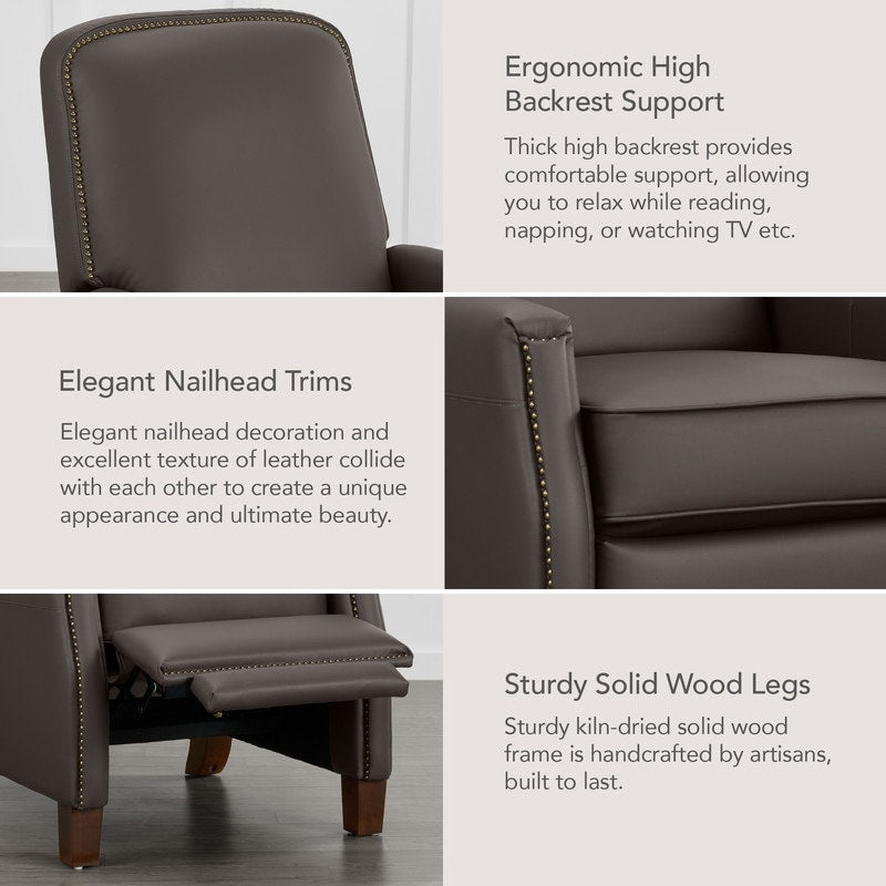 Fauteuil inclinable Elias Push Back pour adultes, fauteuil en similicuir pour salon