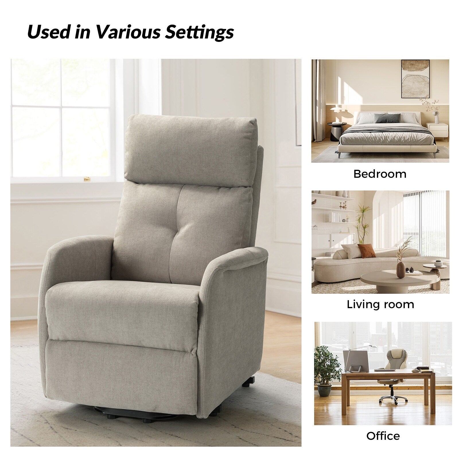 Fauteuil inclinable électrique à télécommande Elisa avec base en métal