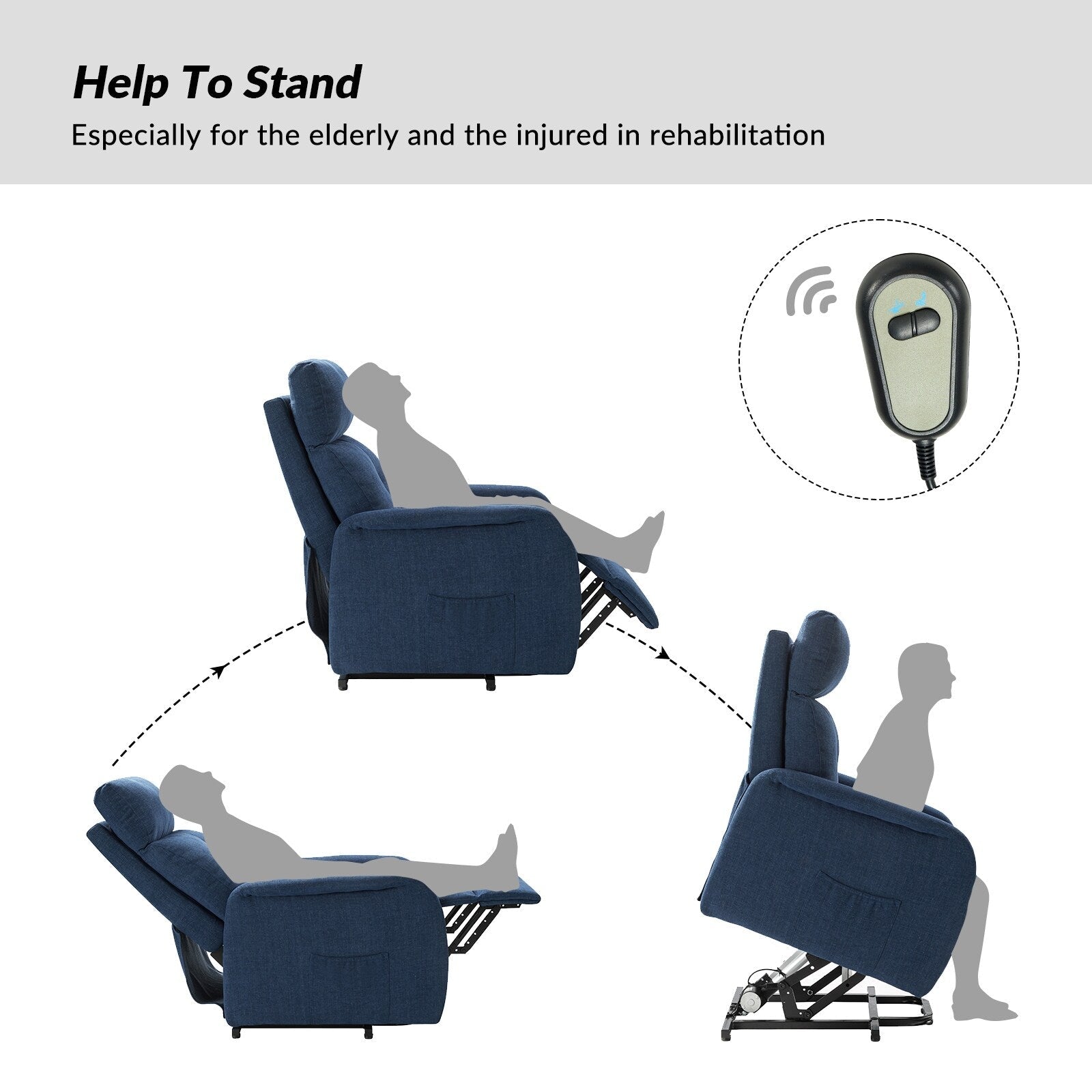 Fauteuil inclinable électrique à télécommande Elisa avec base en métal