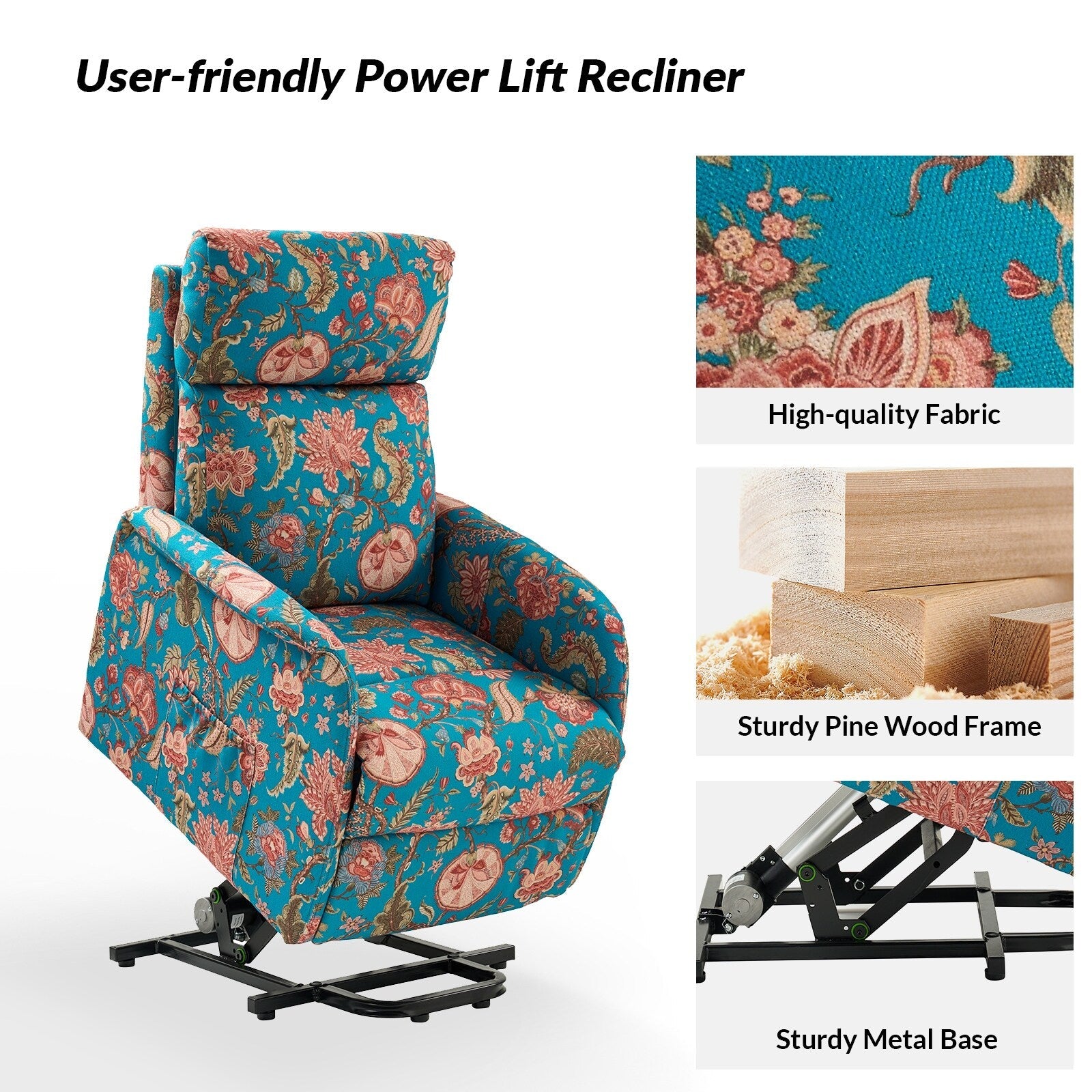 Fauteuil inclinable électrique à télécommande Elisa avec base en métal