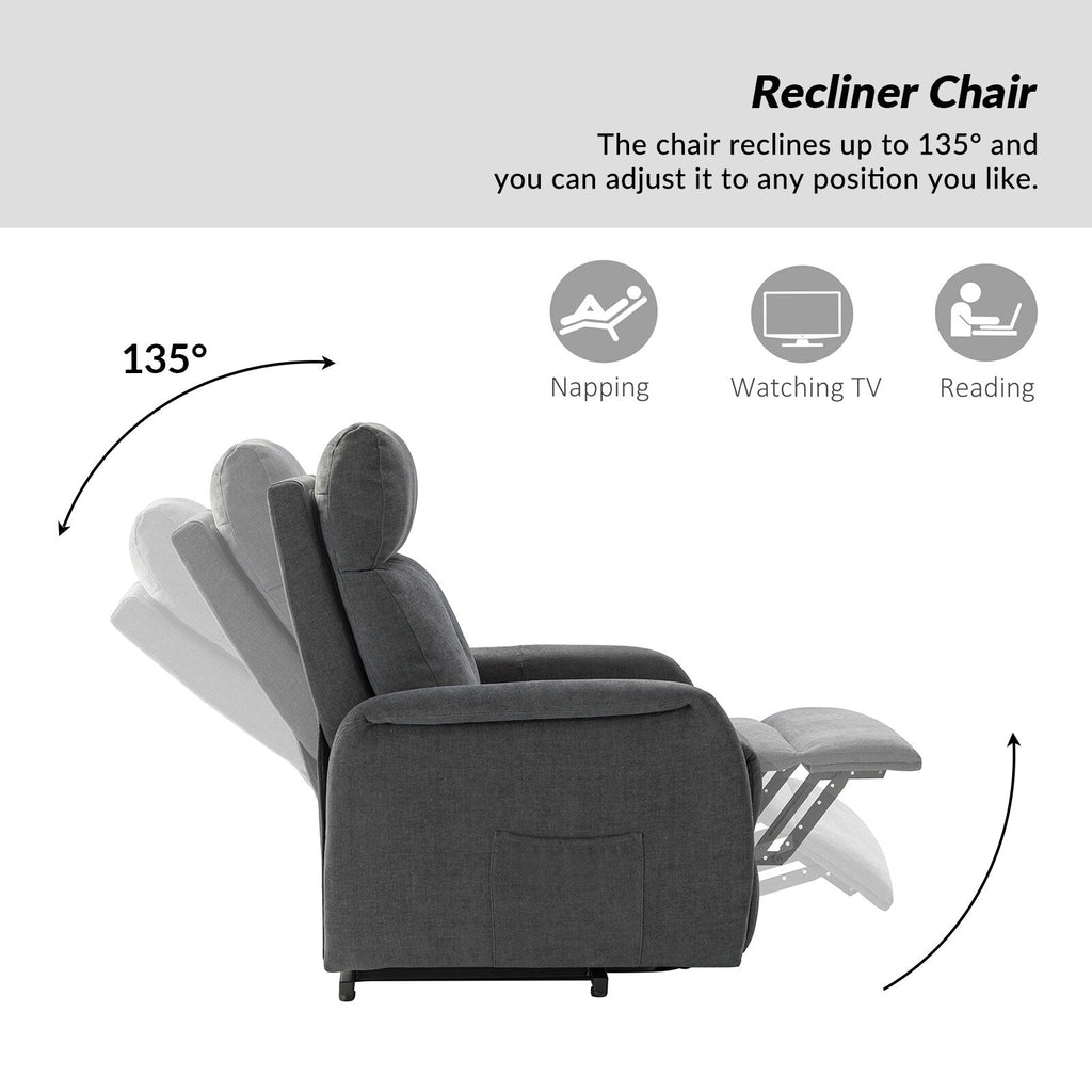 Fauteuil inclinable électrique à télécommande Elisa avec base en métal