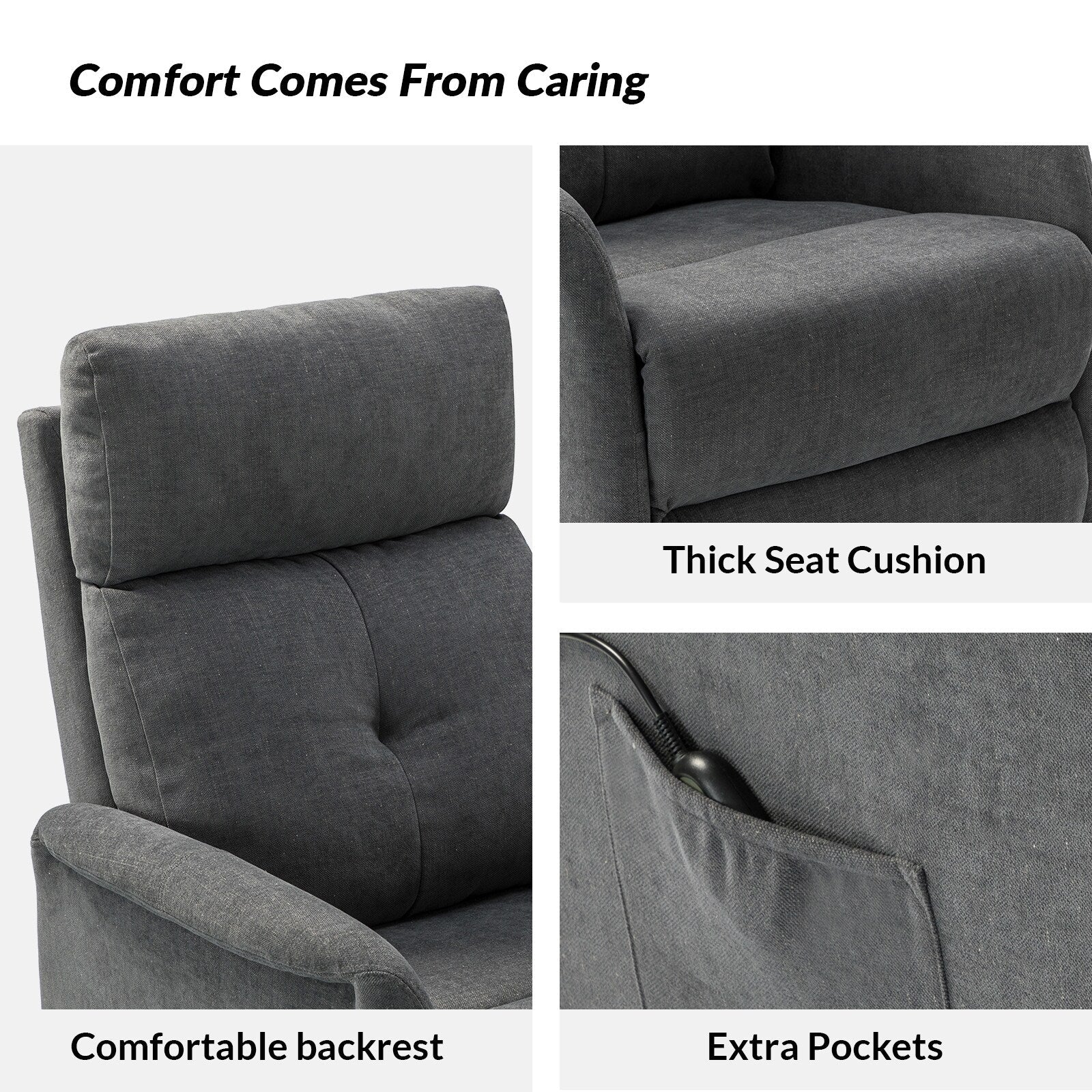 Fauteuil inclinable électrique à télécommande Elisa avec base en métal