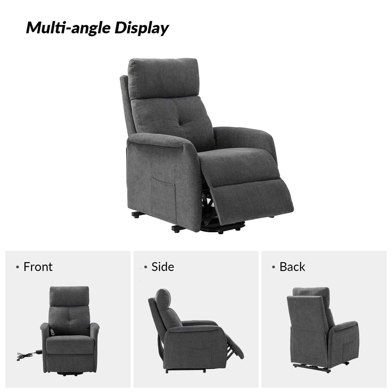 Fauteuil inclinable électrique à télécommande Elisa avec base en métal