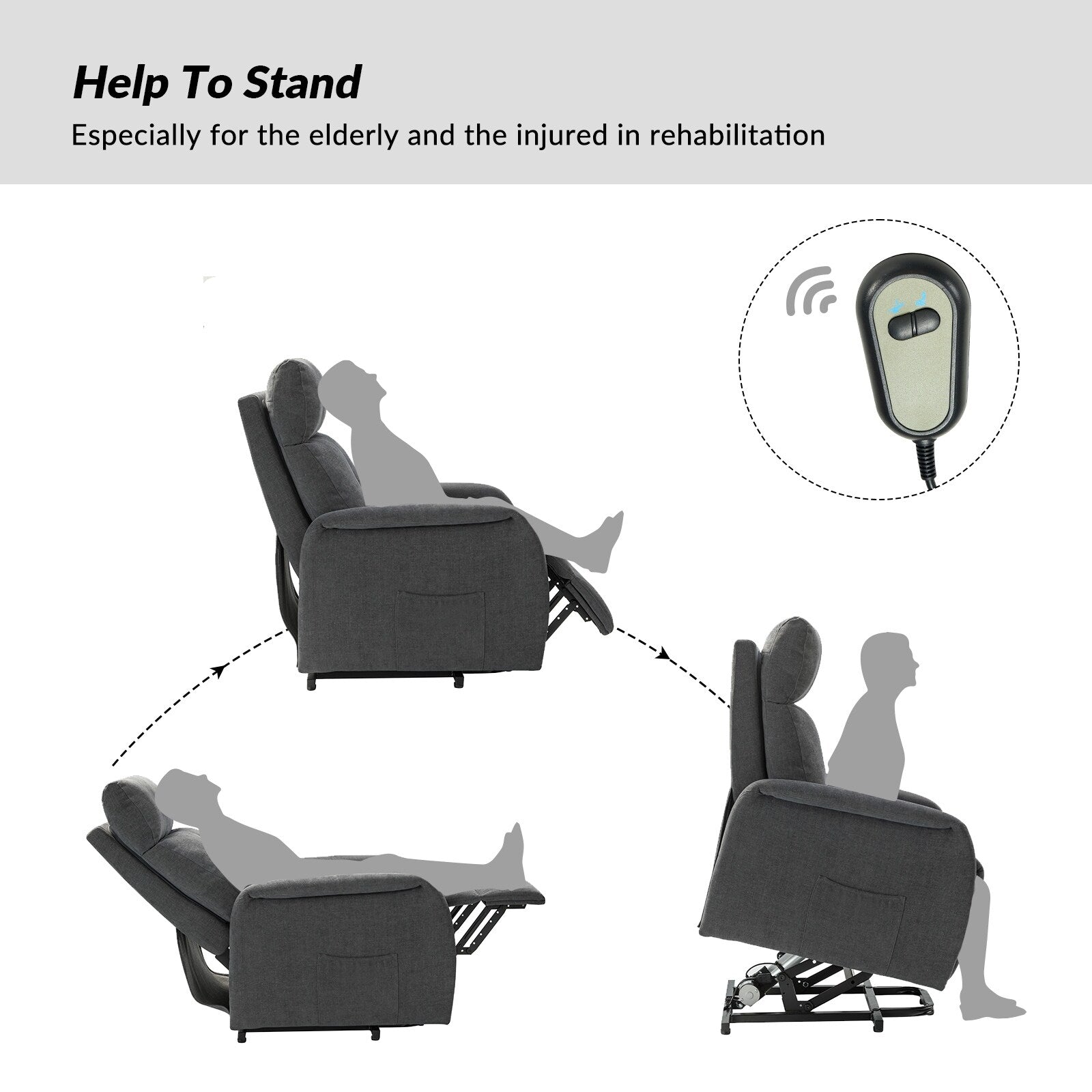 Fauteuil inclinable électrique à télécommande Elisa avec base en métal