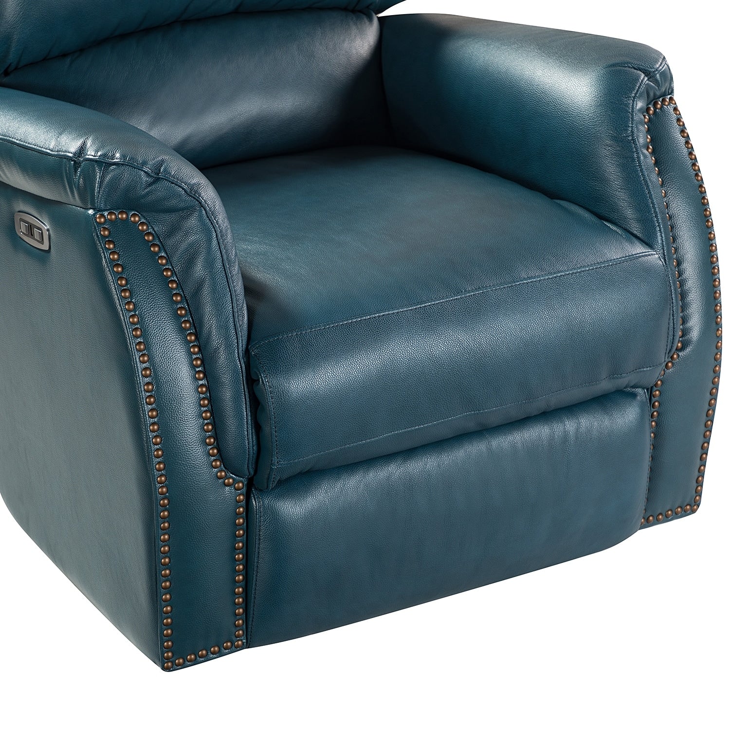 Fauteuil inclinable électrique en cuir véritable Eliseo avec port USB et design à oreilles