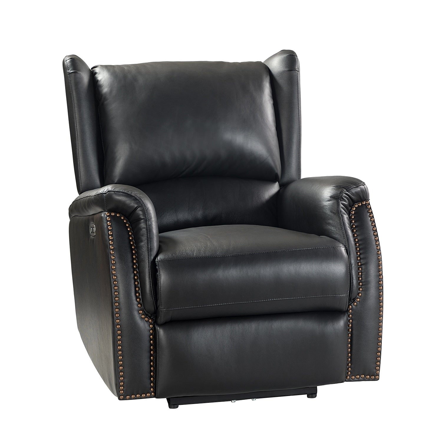 Fauteuil inclinable électrique en cuir véritable Eliseo avec port USB et design à oreilles
