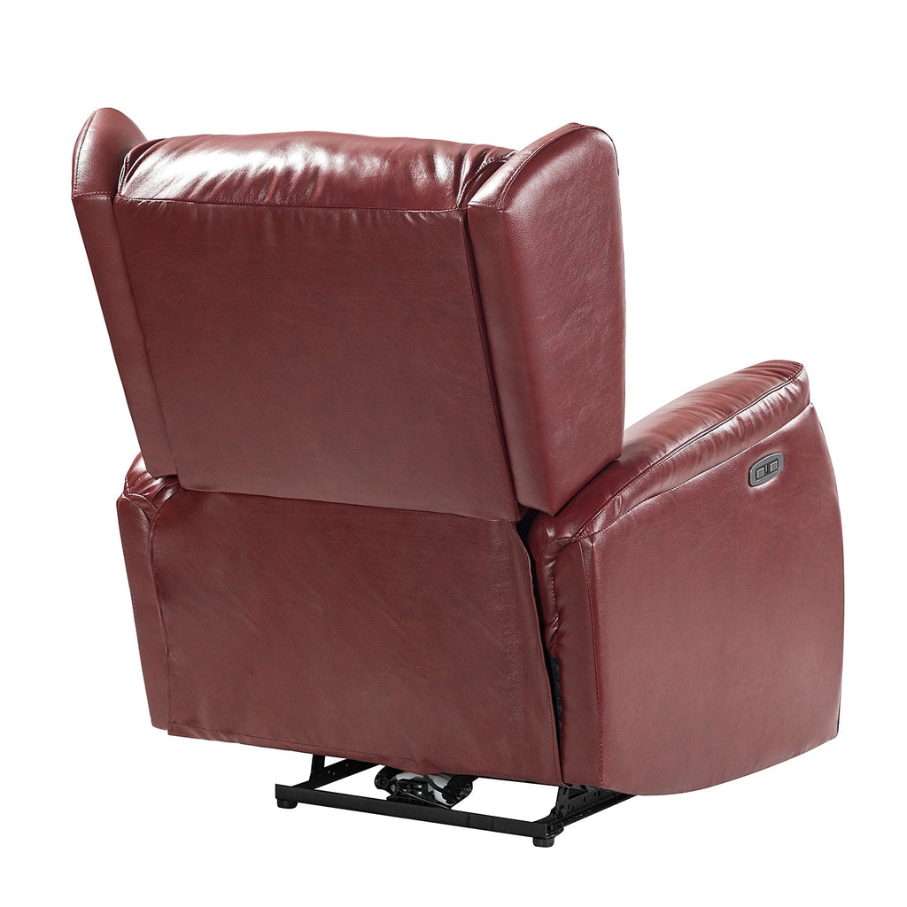 Fauteuil inclinable électrique en cuir véritable Eliseo avec port USB et design à oreilles