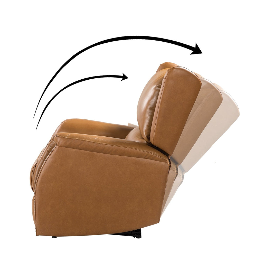 Fauteuil inclinable électrique en cuir véritable Eliseo avec port USB et design à oreilles