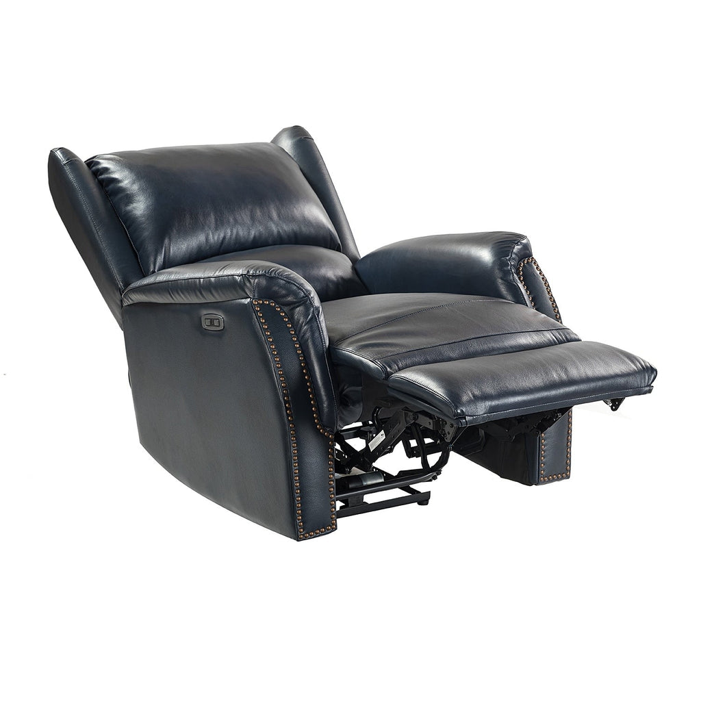 Fauteuil inclinable électrique en cuir véritable Eliseo avec port USB et design à oreilles