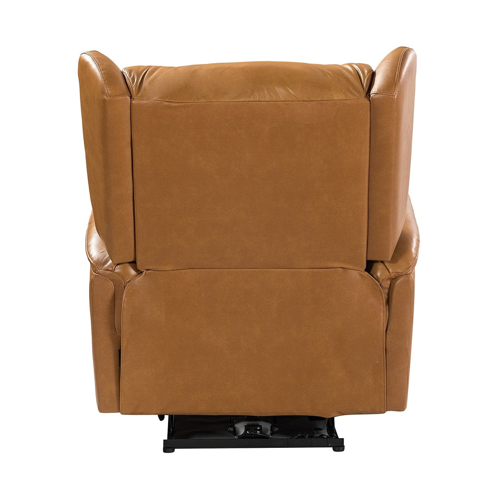 Fauteuil inclinable électrique en cuir véritable Eliseo avec port USB et design à oreilles
