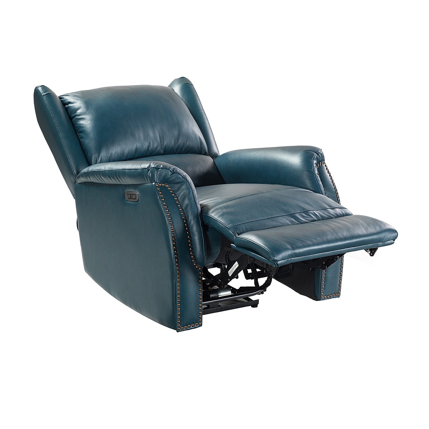 Fauteuil inclinable électrique en cuir véritable Eliseo avec port USB et design à oreilles