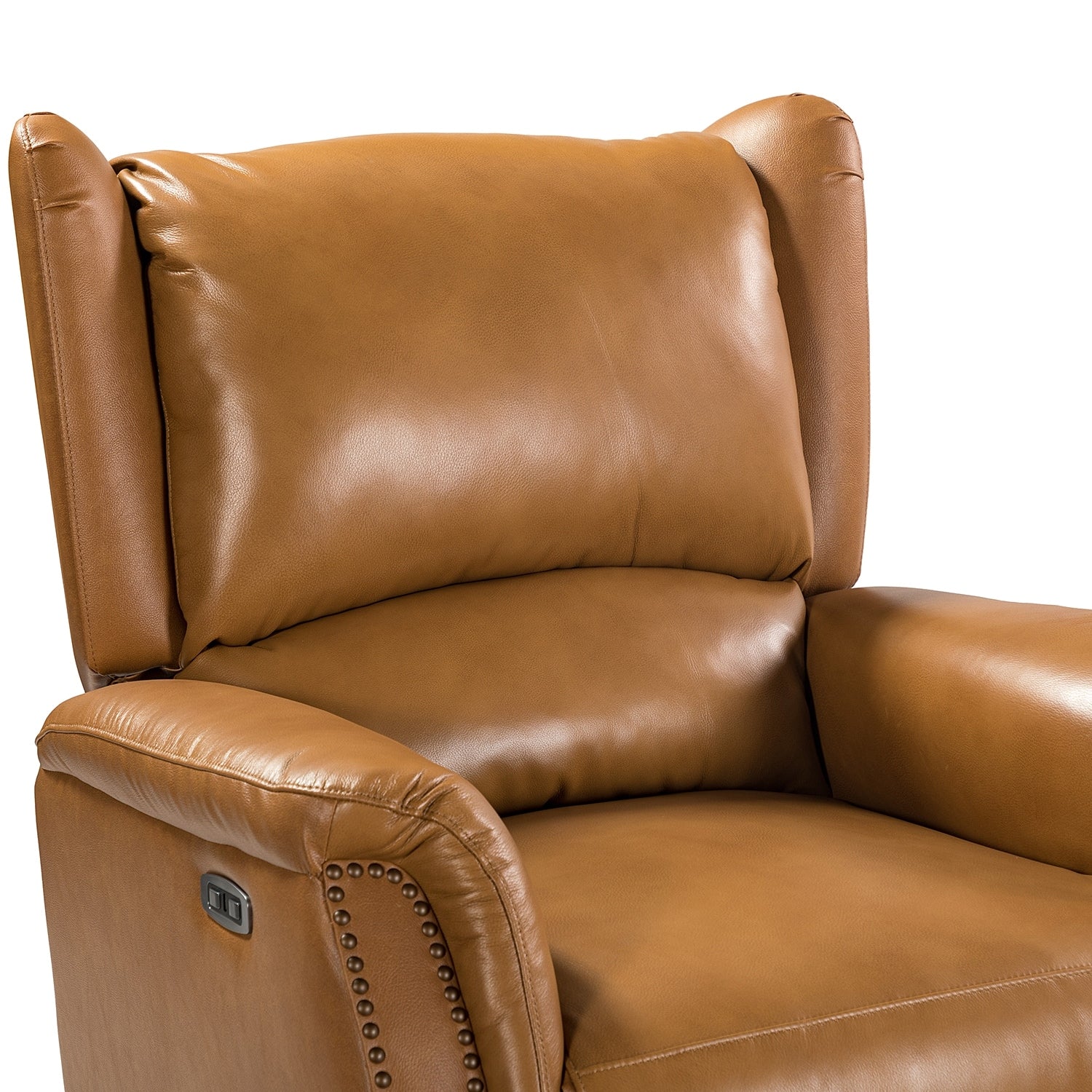 Fauteuil inclinable électrique en cuir véritable Eliseo avec port USB et design à oreilles