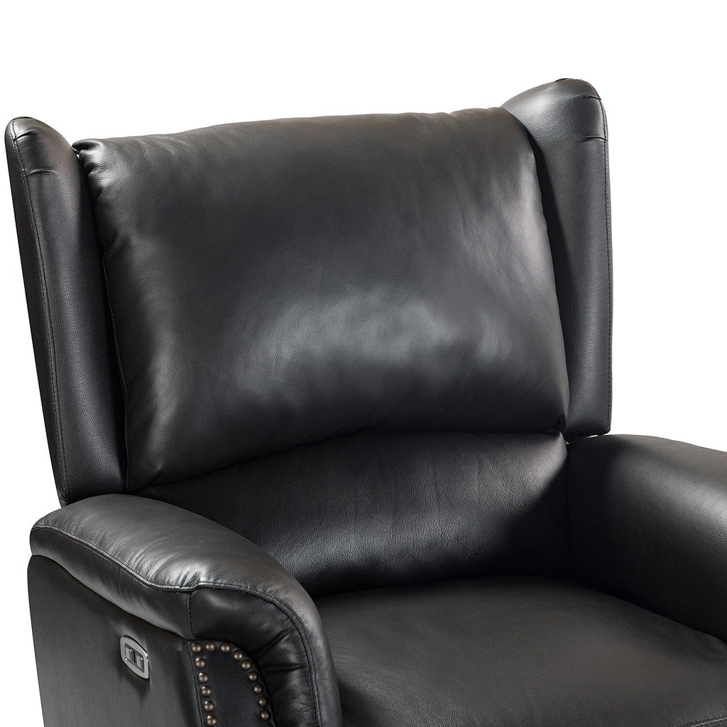 Fauteuil inclinable électrique en cuir véritable Eliseo avec port USB et design à oreilles