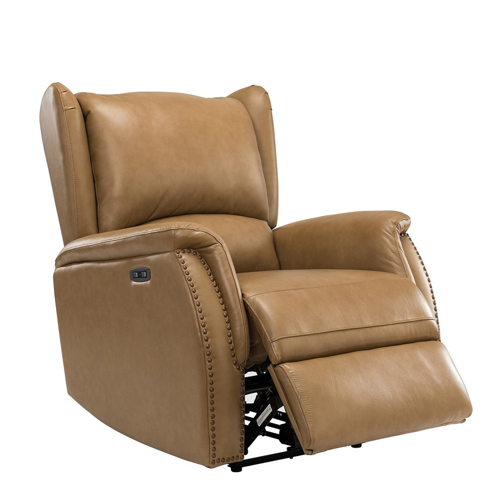 Fauteuil inclinable électrique en cuir véritable Eliseo avec port USB et design à oreilles