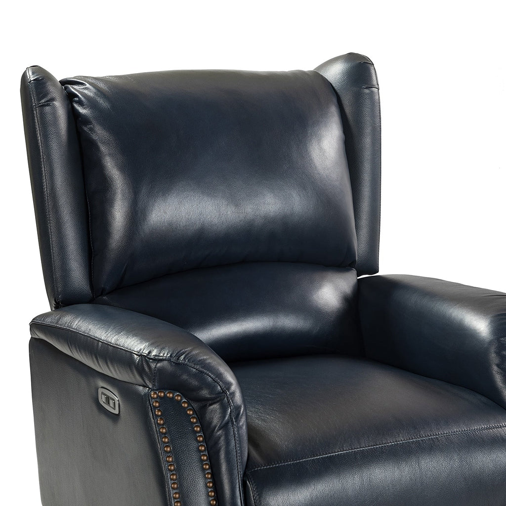 Fauteuil inclinable électrique en cuir véritable Eliseo avec port USB et design à oreilles