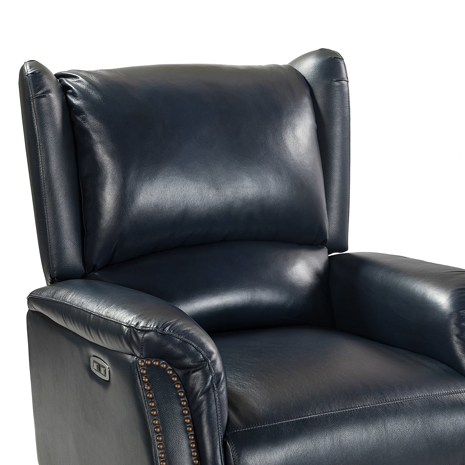 Fauteuil inclinable électrique en cuir véritable Eliseo avec port USB et design à oreilles
