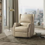 Fauteuil inclinable électrique en cuir véritable Eliseo avec port USB et design à oreilles