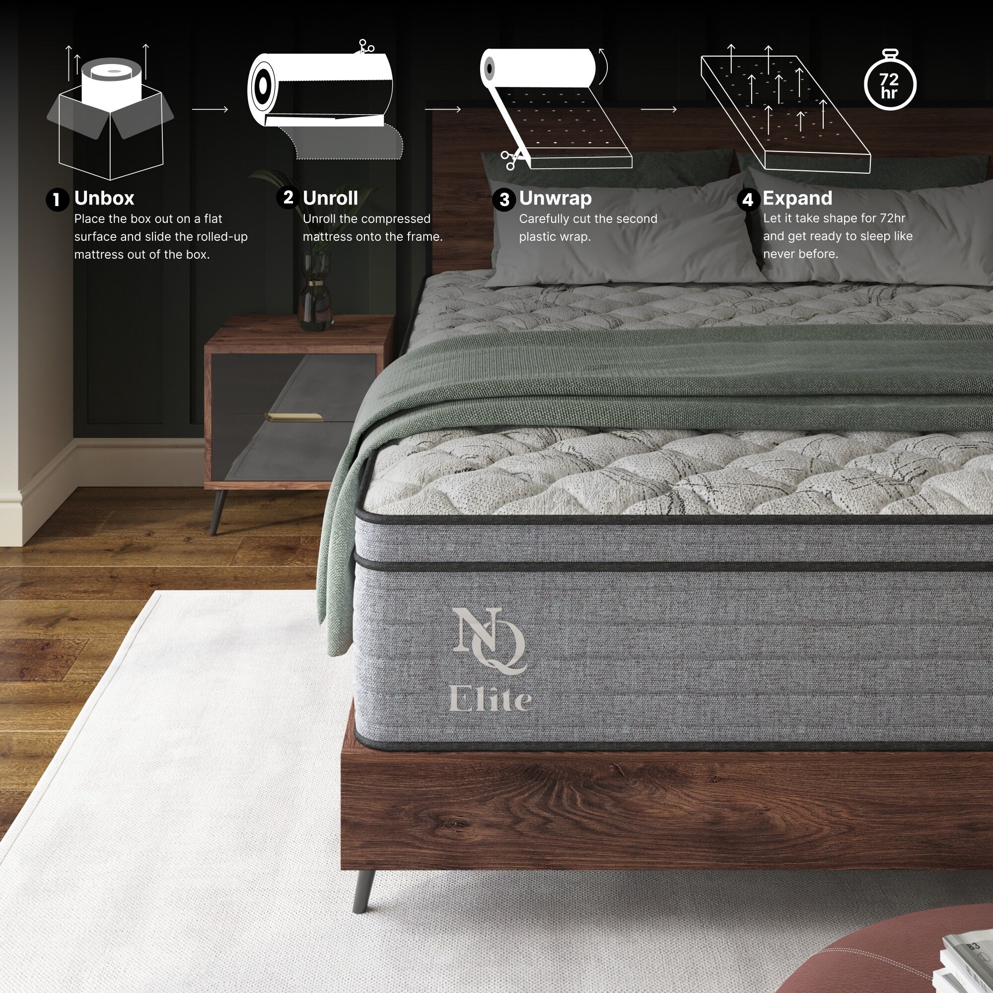 Matelas hybride Machka Elite Series 10 pouces en mousse à mémoire de forme rafraîchissante, certifié CertiPUR-US