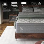 Matelas hybride Machka Elite Series 12 pouces en mousse à mémoire de forme rafraîchissante avec gel, certifié CertiPUR-US