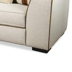 Canapé Elize avec 5 coussins décoratifs, 91 pouces, bois massif, marron, beige bouclé