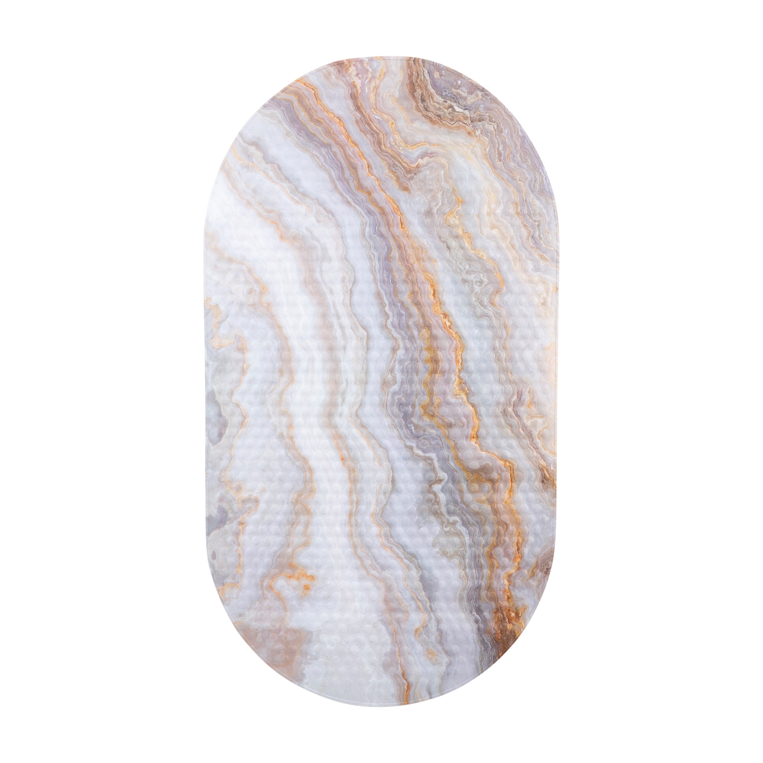 Tapis de bain moussant ovale Elle Decor à imprimé agate