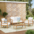 Salon de jardin 4 places en bois d'acacia Ellendale avec coussins par Christopher Knight Home