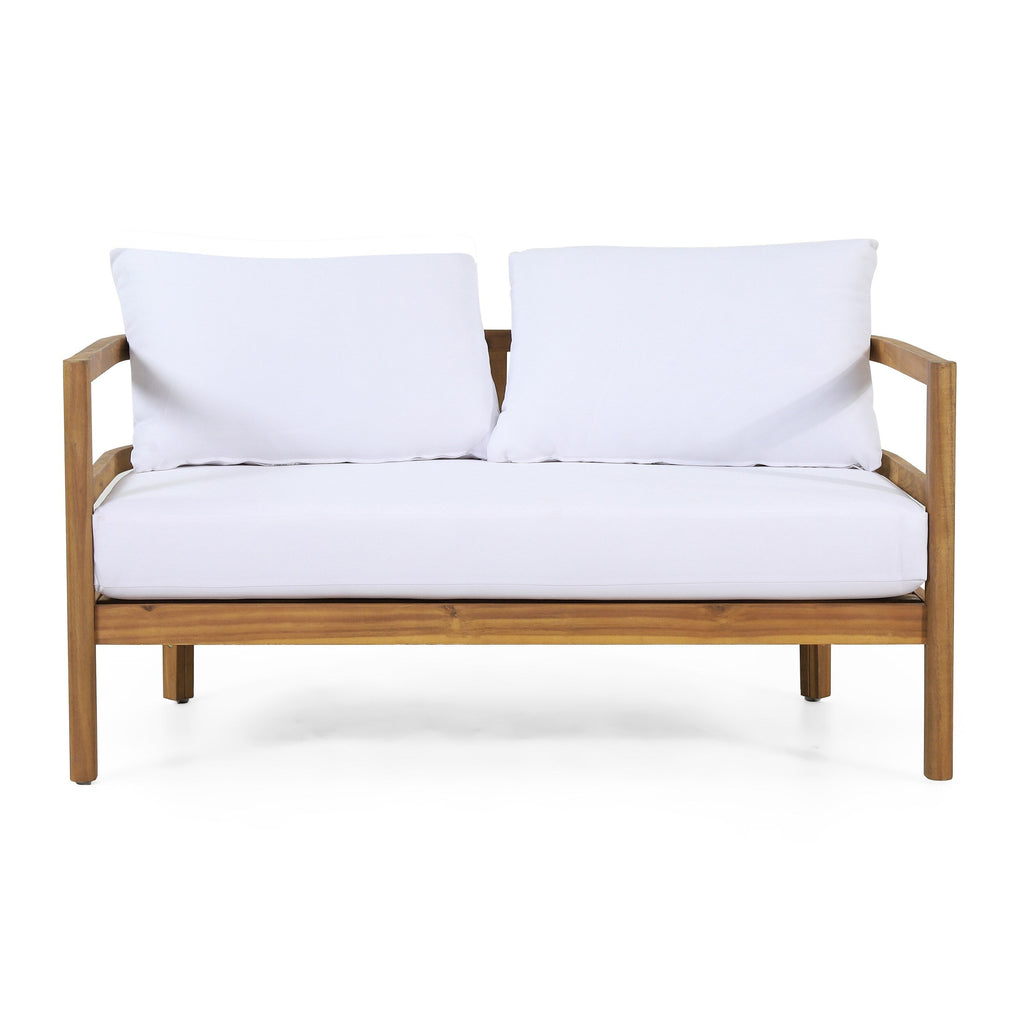 Salon de jardin 4 places en bois d'acacia Ellendale avec coussins par Christopher Knight Home