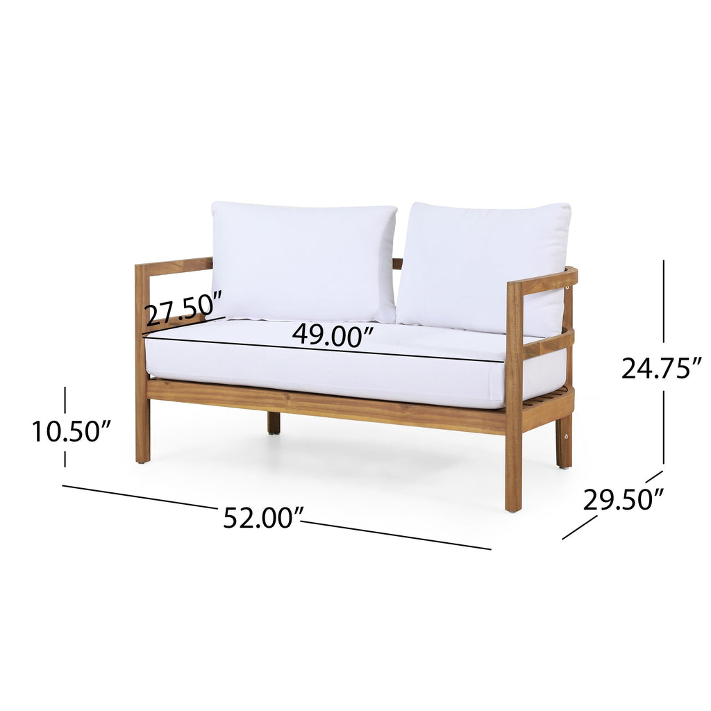 Salon de jardin 4 places en bois d'acacia Ellendale avec coussins par Christopher Knight Home