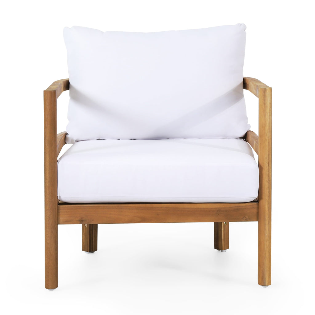 Fauteuils club d'extérieur Ellendale en bois d'acacia avec coussin par Christopher Knight Home