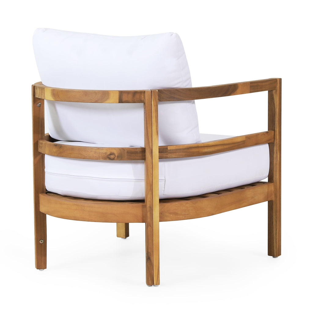 Fauteuils club d'extérieur Ellendale en bois d'acacia avec coussin par Christopher Knight Home