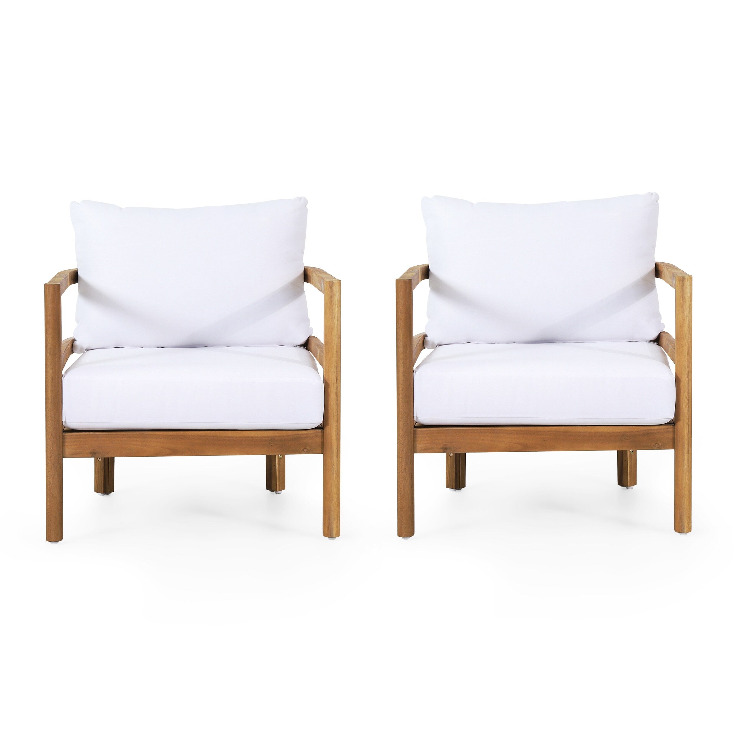Fauteuils club d'extérieur Ellendale en bois d'acacia avec coussin par Christopher Knight Home