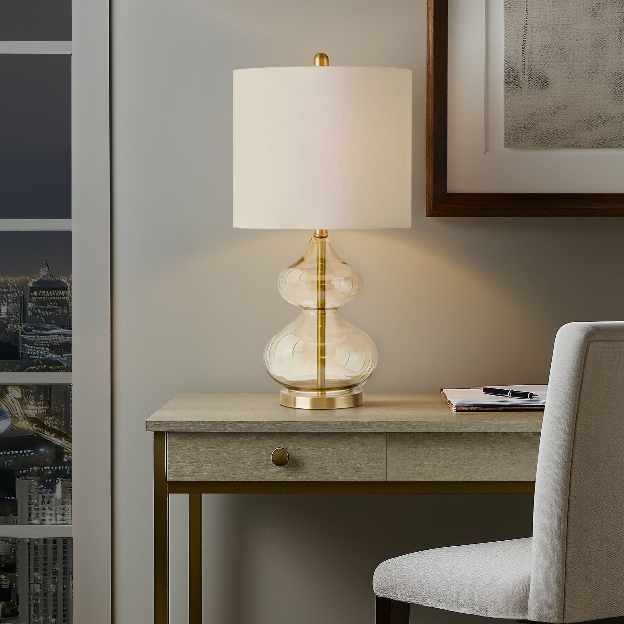 Lampe de table en verre courbé Ellipse, lot de 2