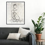 Impression sur toile encadrée « Esquisse de contour nu embelli II » par Ethan Harper