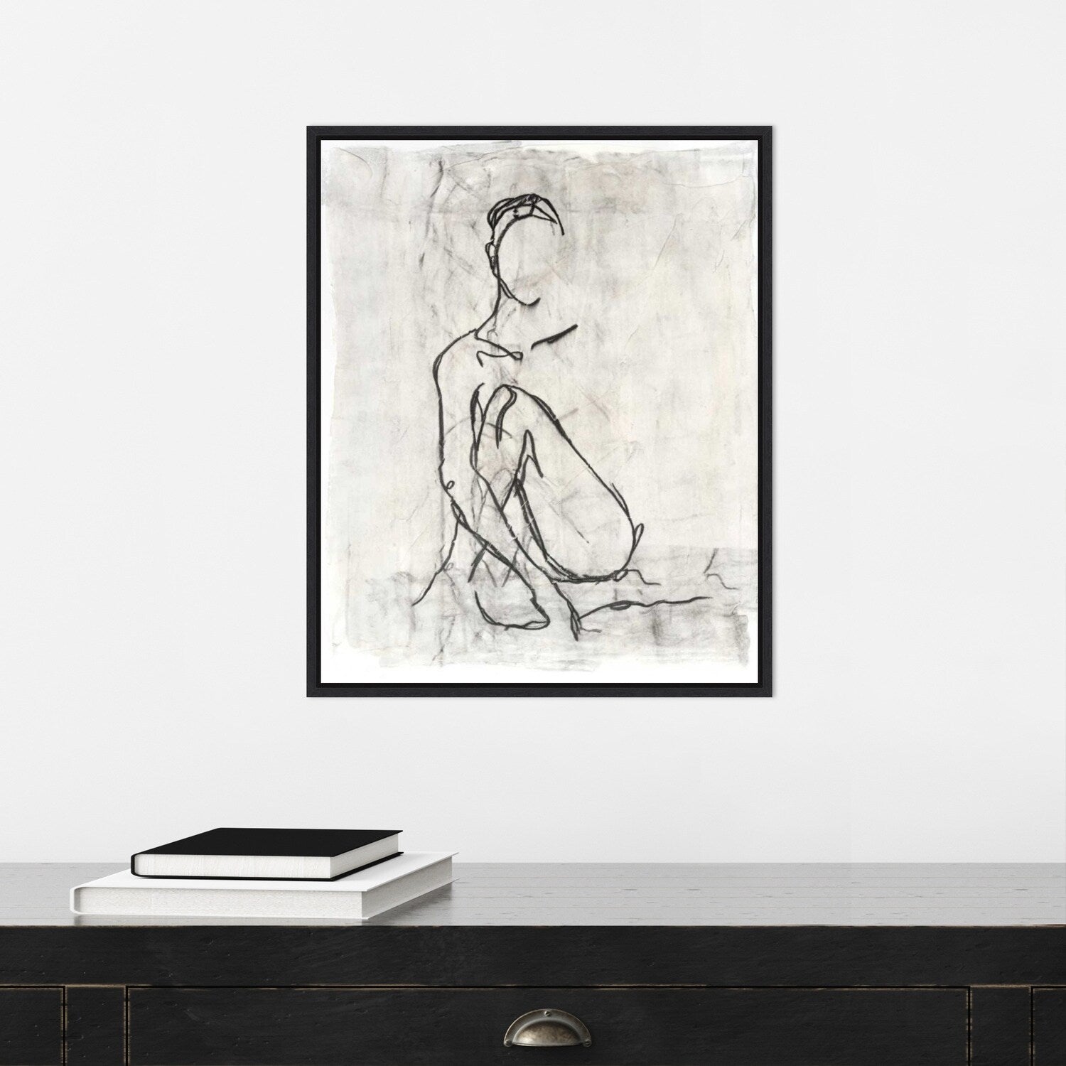 Impression sur toile encadrée « Esquisse de contour nu embelli II » par Ethan Harper